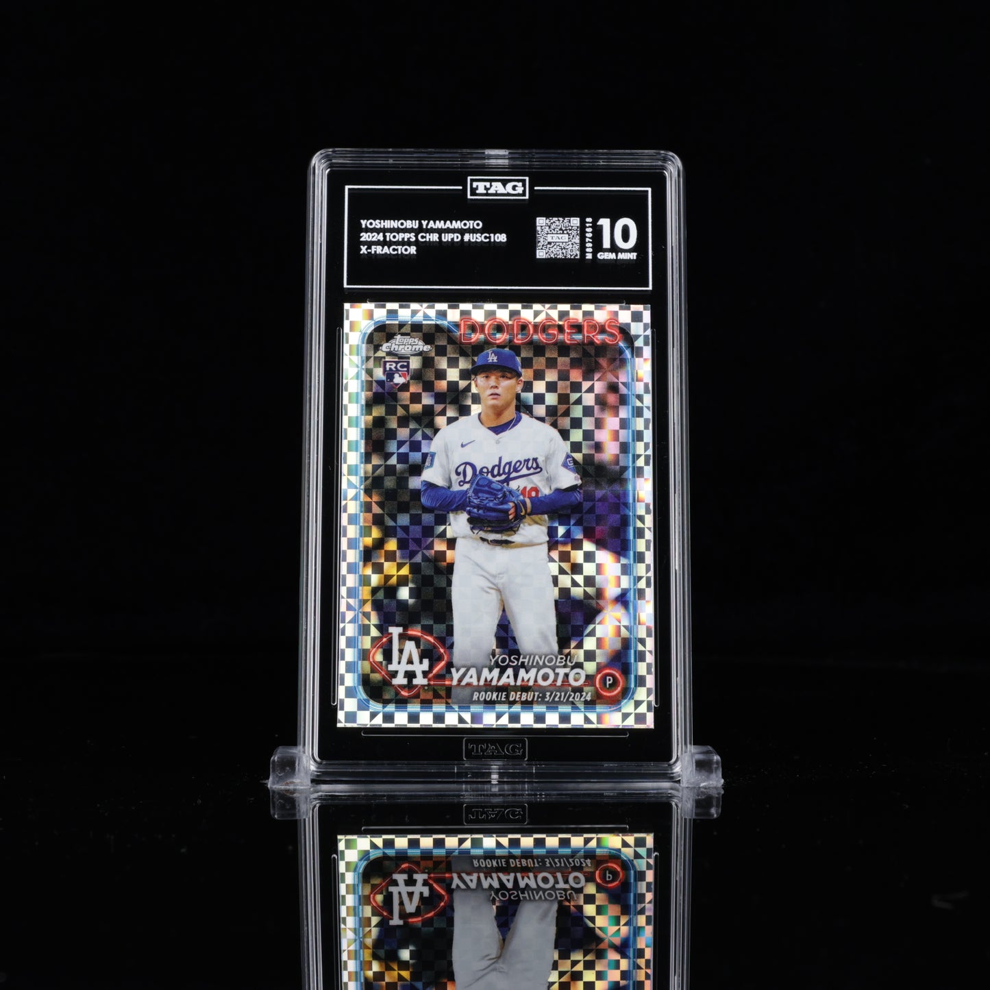2024 Topps Chrome Update Yoshinobu Yamamoto Xfractor Rookie TAG 10