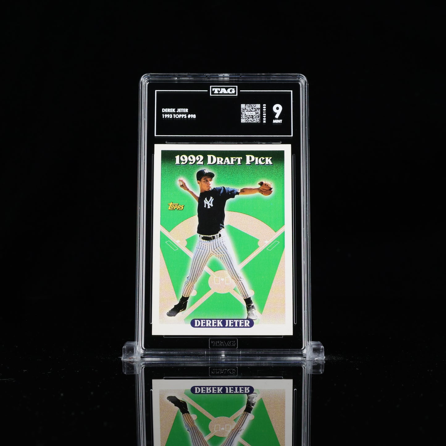 1993 Topps Baseball Derek Jeter #98 Rookie 1992 Draft Pick RC Graded TAG 9 !