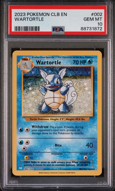 2023 POKEMON CLASSIC SQUIRTLE WARTORTLE BLASTOISE SQUIRTLE SEQUENTIAL SET PSA 10