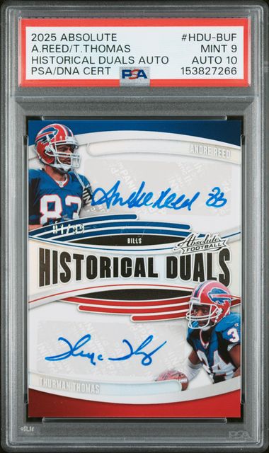 2025 PANINI ABSOLUTE ANDRE REED/ T. THOMAS HISTORICAL DUALS AUTO /99 PSA 9
