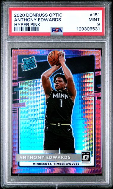 2020 PANINI DONRUSS OPTIC #151 ANTHONY EDWARDS HYPER PINK PSA 9