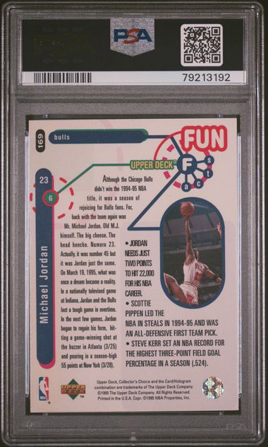 1995 COLLECTOR'S CHOICE #169 MICHAEL JORDAN PSA 8