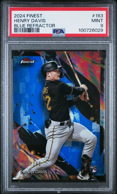 2024 TOPPS FINEST #163 HENRY DAVIS BLUE REFRACTOR PSA 9