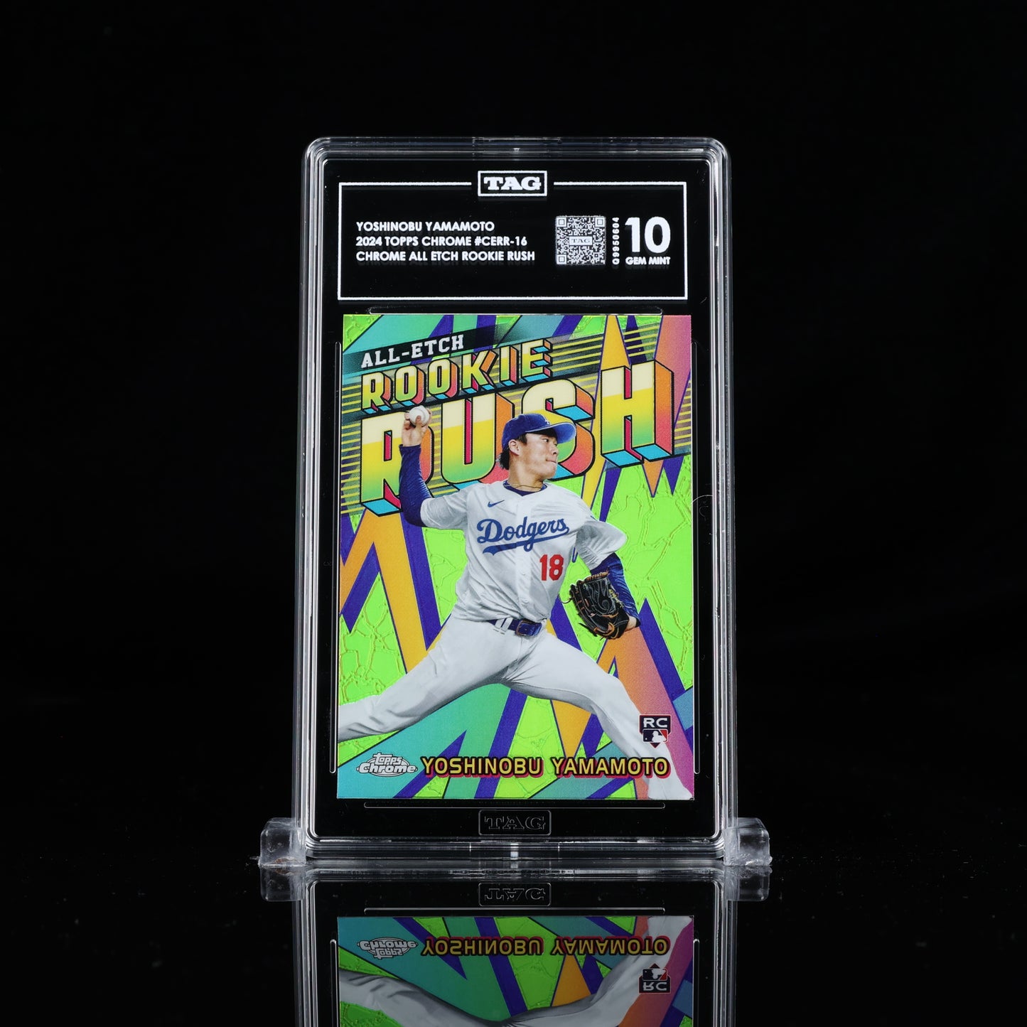 2024 Topps Chrome All-Etch Rush Yoshinobu Yamamoto ROOKIE #CERR-16 TAG 10
