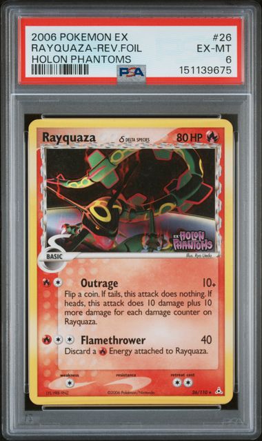 2006 POKEMON EX HOLON PHANTOMS #26 RAYQUAZA-REV.FOIL PSA 6