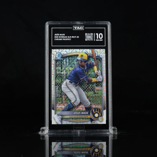 JESÚS MADE 2025 1st BOWMAN MOJO MEGA BOX #BCP-50 CHROME PROSPECTS TAG 10
