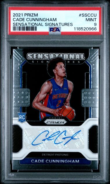 2021 PANINI PRIZM SENSATIONAL SIGNATURES CADE CUNNINGHAM ROOKIE AUTO PSA 9