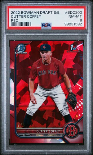 2022 BOWMAN DRAFT CHROME SAPPHIRE EDITION CUTTER COFFEY RED 1/5 PSA 8