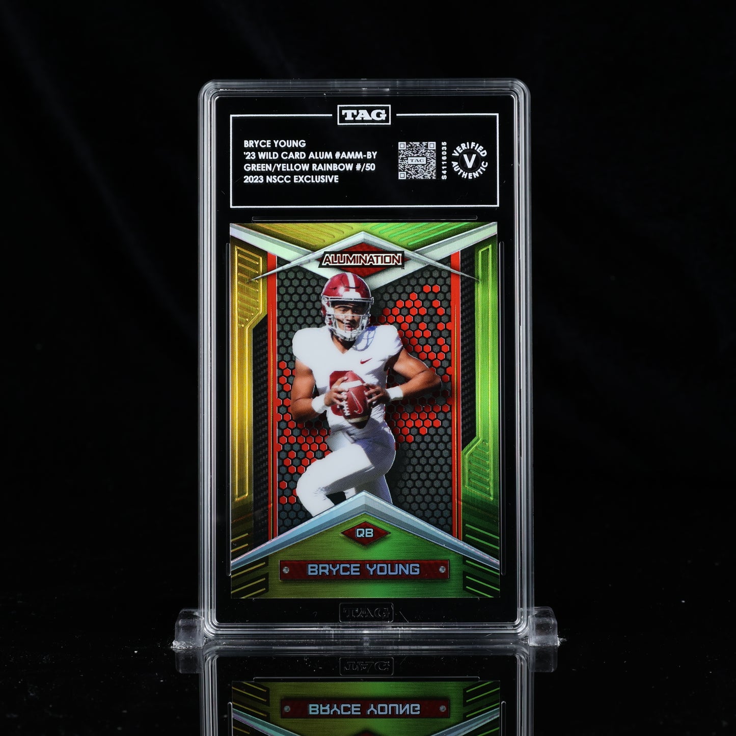 BRYCE YOUNG 2023 WILD CARD ALUMINATION #AMM-BY GREEN/YELLOW RAINBOW /50