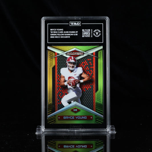 BRYCE YOUNG 2023 WILD CARD ALUMINATION #AMM-BY GREEN/YELLOW RAINBOW /50