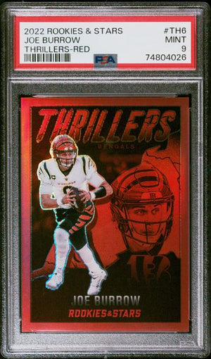 2022 PANINI ROOKIES & STARS THRILLERS JOE BURROW THRILLERS-RED PSA 9