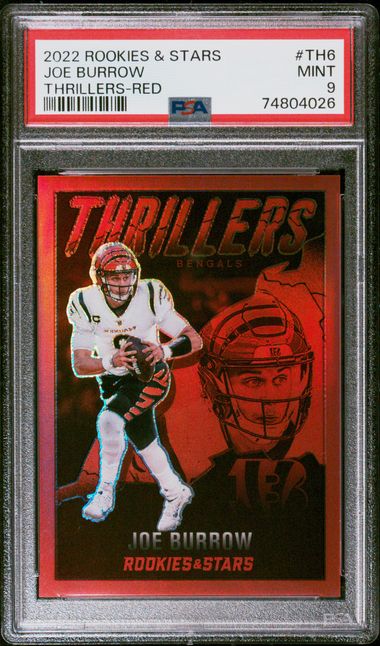 2022 PANINI ROOKIES & STARS THRILLERS JOE BURROW THRILLERS-RED PSA 9