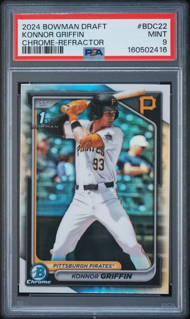 2024 BOWMAN DRAFT #BDC22 KONNOR GRIFFIN CHROME-REFRACTOR PSA 9