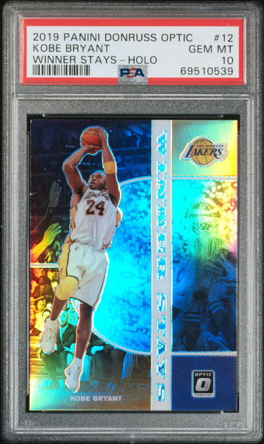 2019 PANINI DONRUSS OPTIC WINNER STAYS HOLO #12 KOBE BRYANT PSA 10