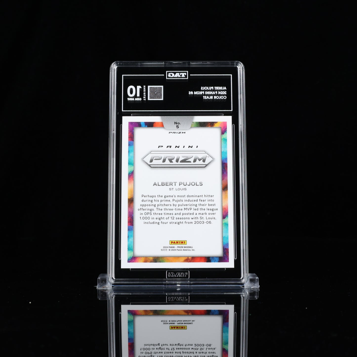 2024 Panini Prizm Albert Pujols Color Blast SSP Cardinals TAG 10 GEM MINT