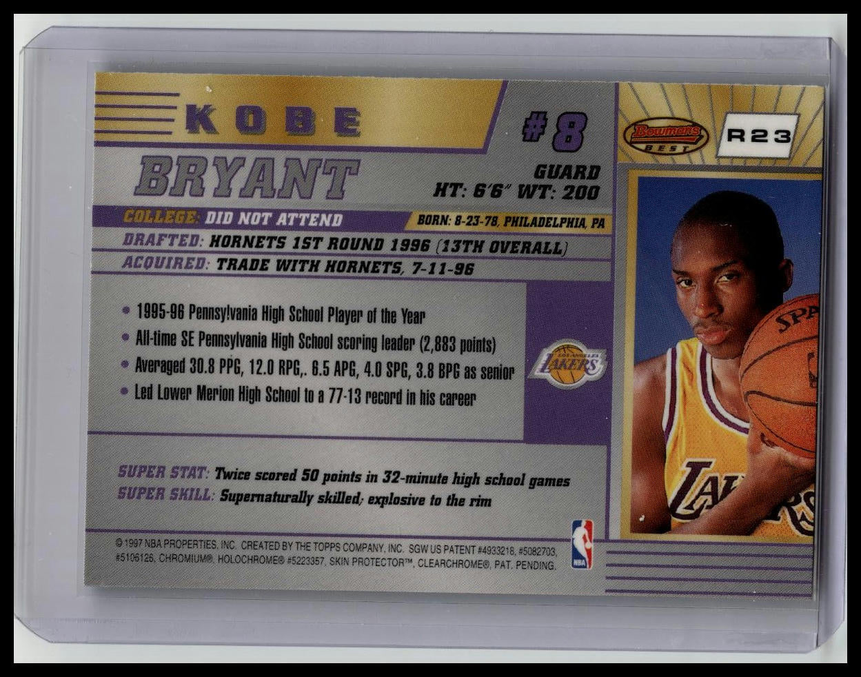 1996-1997 Bowman’s Best Kobe Bryant Rookie RC R23