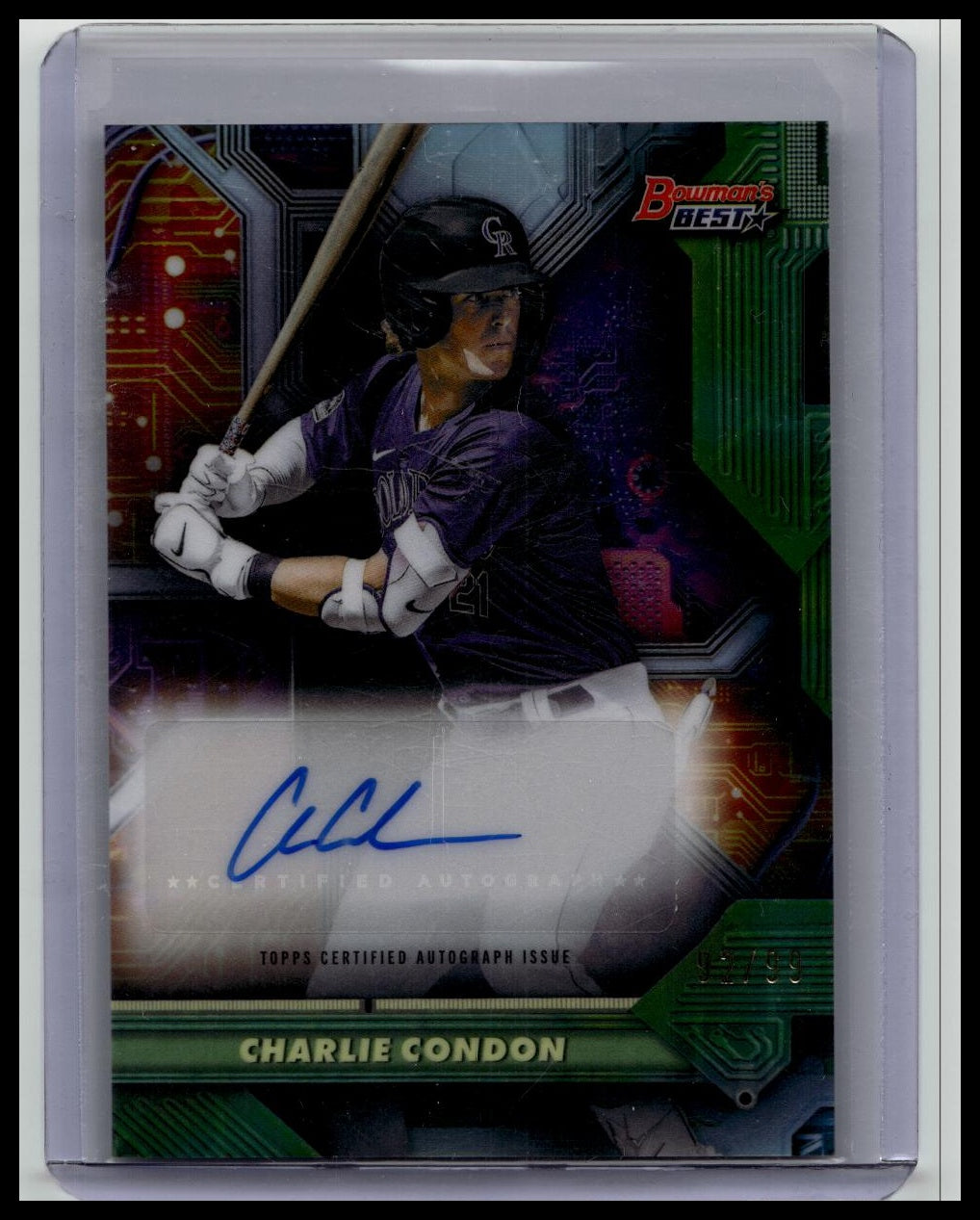 2025 Bowman's Best Circuitry Auto #CA-CC Charlie Condon /99 Rockies