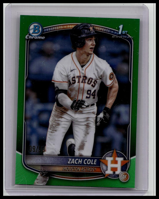 Zach Cole 2025 Bowman Chrome 1st RC GREEN REFRACTOR #'d 09/99 Astros
