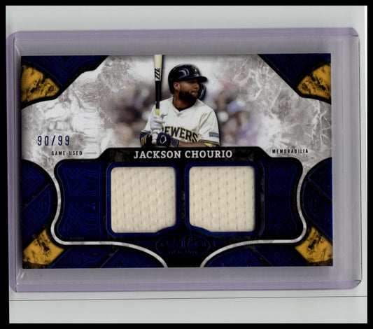 2025 Topps Tier One Jackson Chourio Blue Relics Dual #'d /99 Brewers