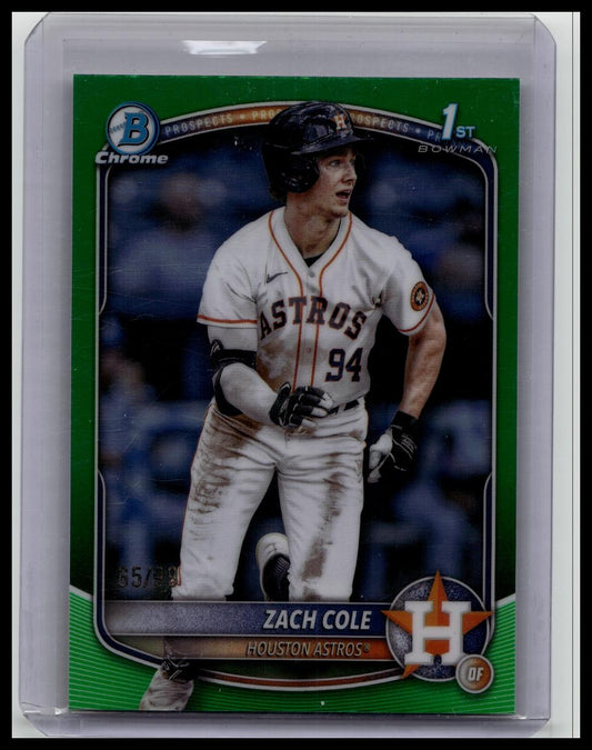 Zach Cole 2025 Bowman Chrome 1st RC GREEN REFRACTOR #'d 65/99 Astros
