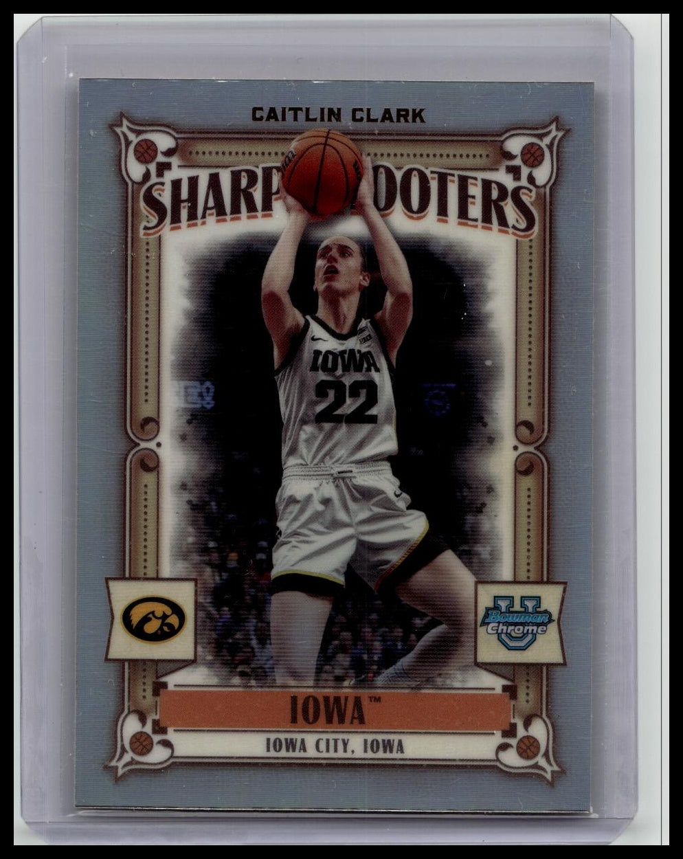 2023-24 Bowman University Chrome Caitlin Clark Sharp Shooters #SS-15 Hawkeyes