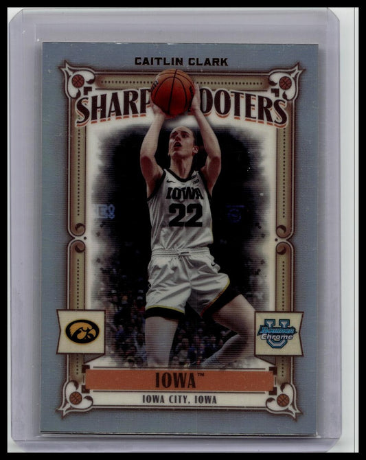 2023-24 Bowman University Chrome Caitlin Clark Sharp Shooters #SS-15 Hawkeyes