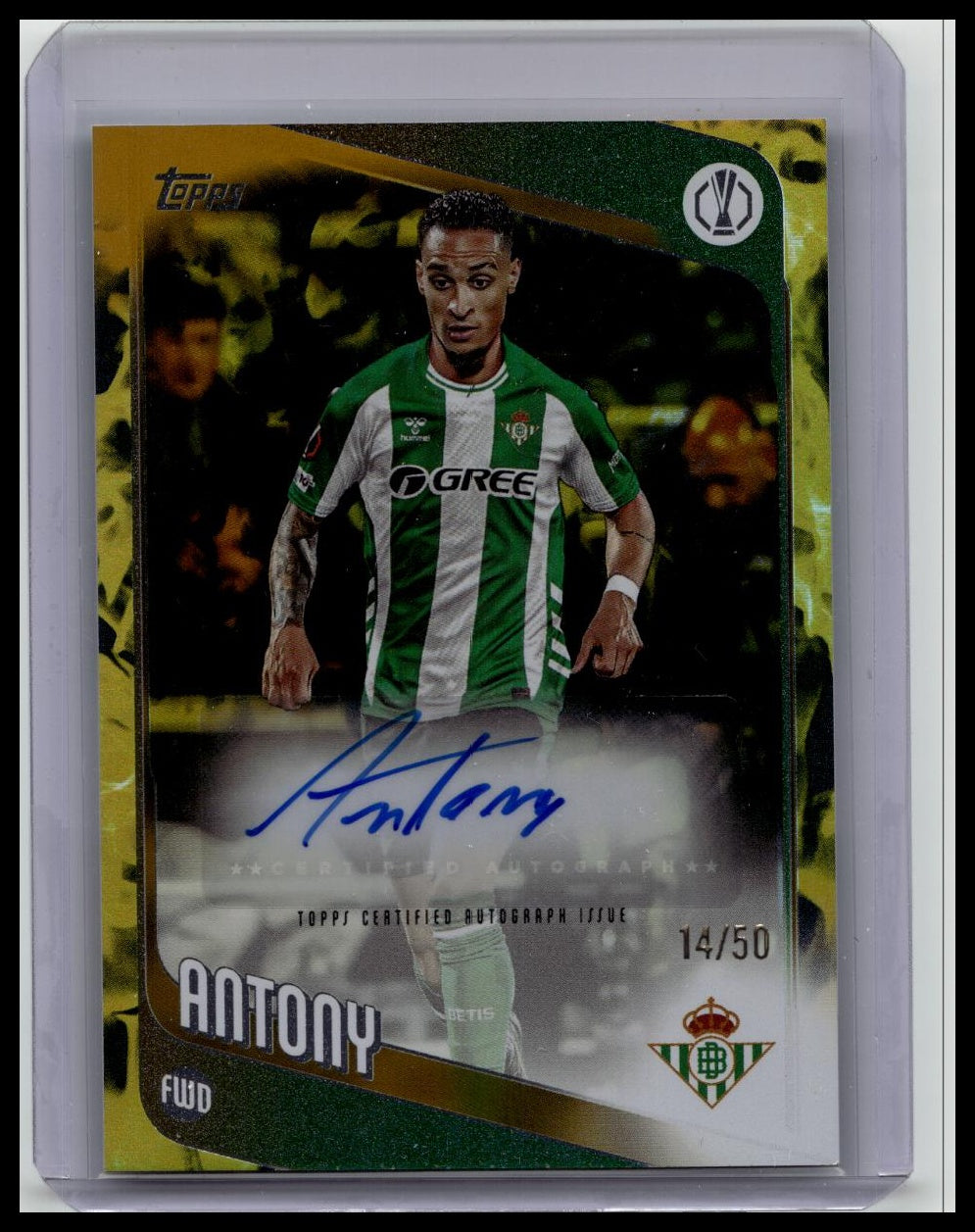 2025-26 Topps UEFA Club Competitions #BR-A Antony Gold Refractor Auto /50