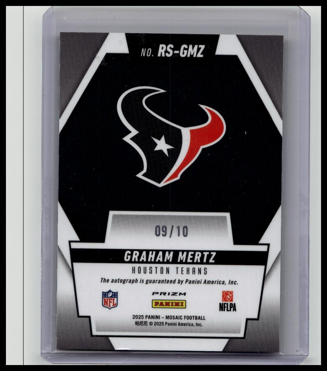 2025 Panini Mosaic Graham Mertz Rookie Scripts RC Auto Autograph #RS-GMZ Gold /10