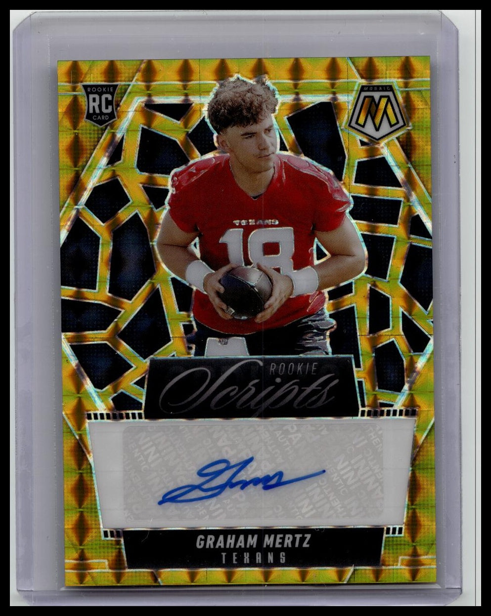 2025 Panini Mosaic Graham Mertz Rookie Scripts RC Auto Autograph #RS-GMZ Gold /10