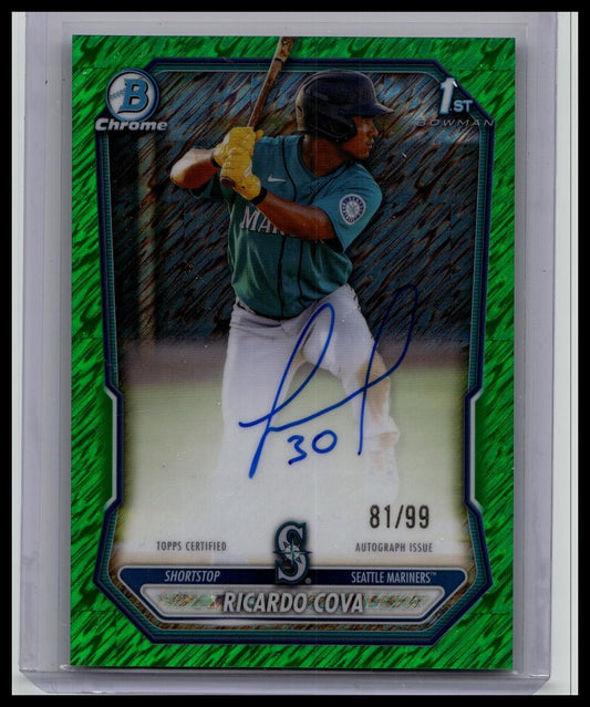 2026 Bowman Ricardo Cova On Card AUTO Chrome 1st Autograph Green Shimmer #/99
