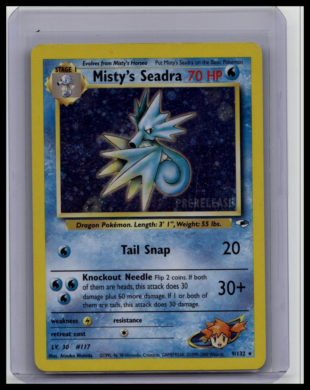 Misty’s Seadra 9/132 Holo Prerelease Gym Heroes 1999 Pokemon Card