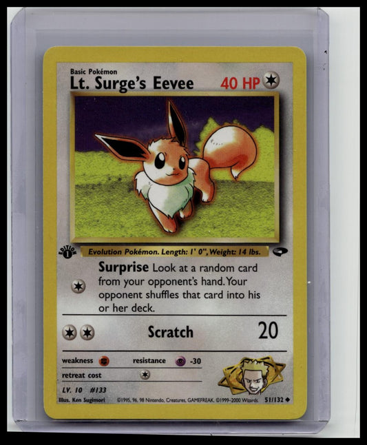 Lt. Surge's Eevee 51/132 Gym Challenge Pokémon 1st Edition