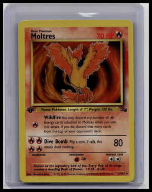 Pokémon Moltres Fossil 1st Edition Rare Card 27/62 Basic HP 70 1999 English