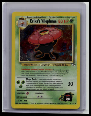 Wizards Erika's Vileplume 5/132 Gym Heroes Holo Rare Stage 2 80 HP Eng 2000