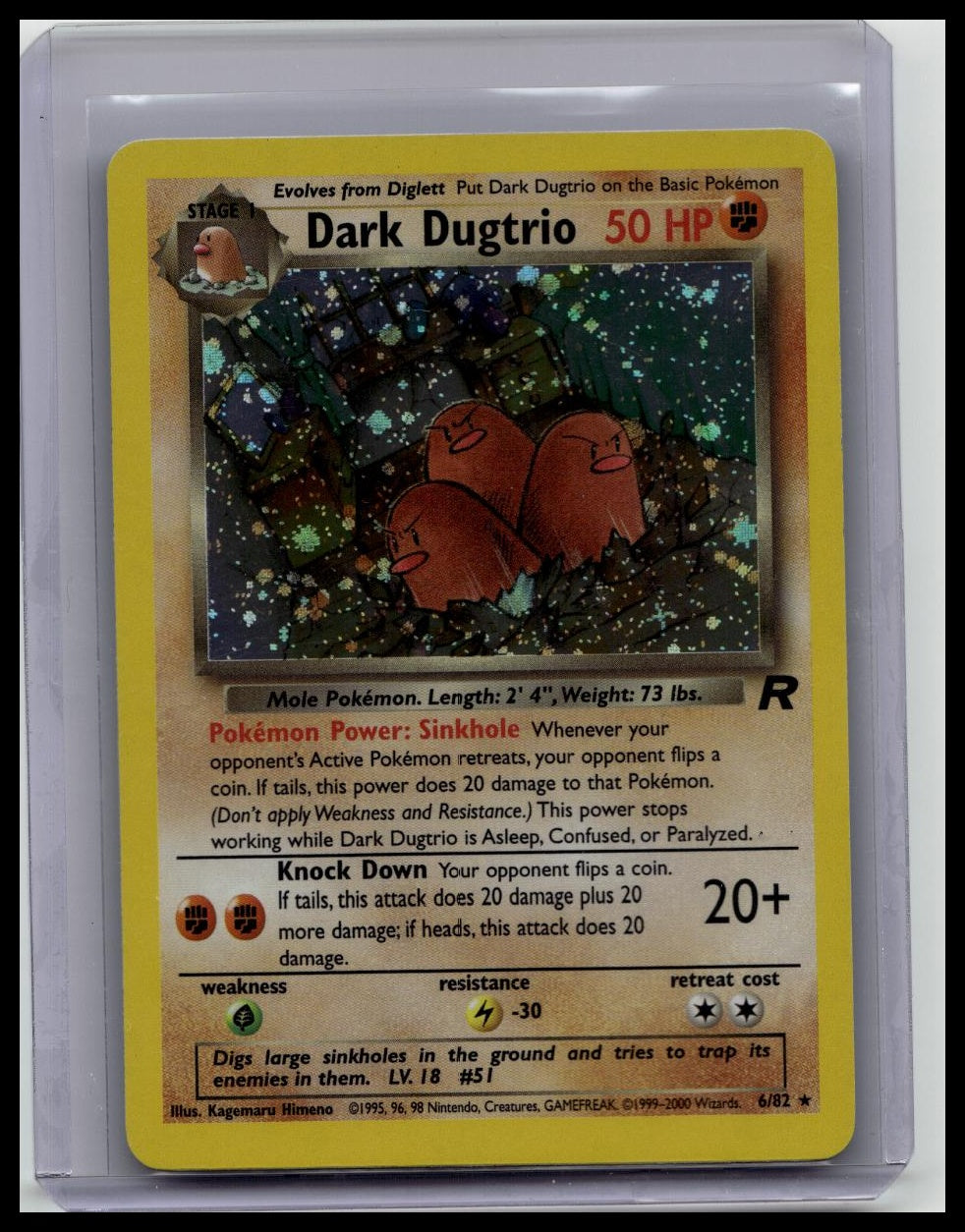 Pokémon TCG Dark Dugtrio 6/82 Team Rocket Unlimited Edition Holo Rare 2000 EN