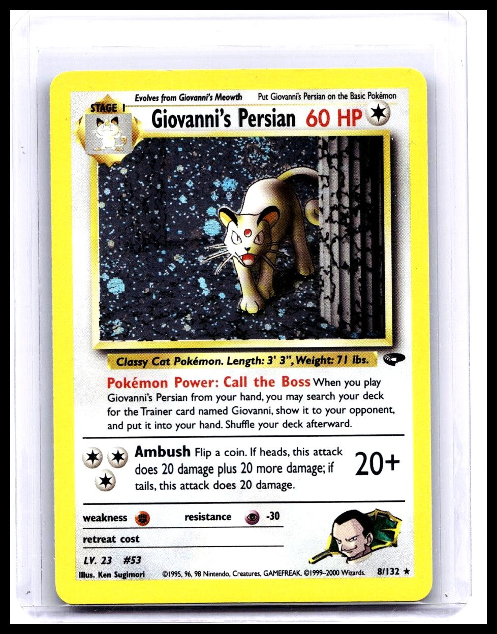 2000 Giovanni's Persian Gym Challenge Holo Rare No. 8/132 Pokémon Card SWIRL