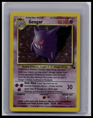 Pokémon TCG Gengar Holo Foil Card 5/62 Fossil Vintage 1999 Rare English Edition