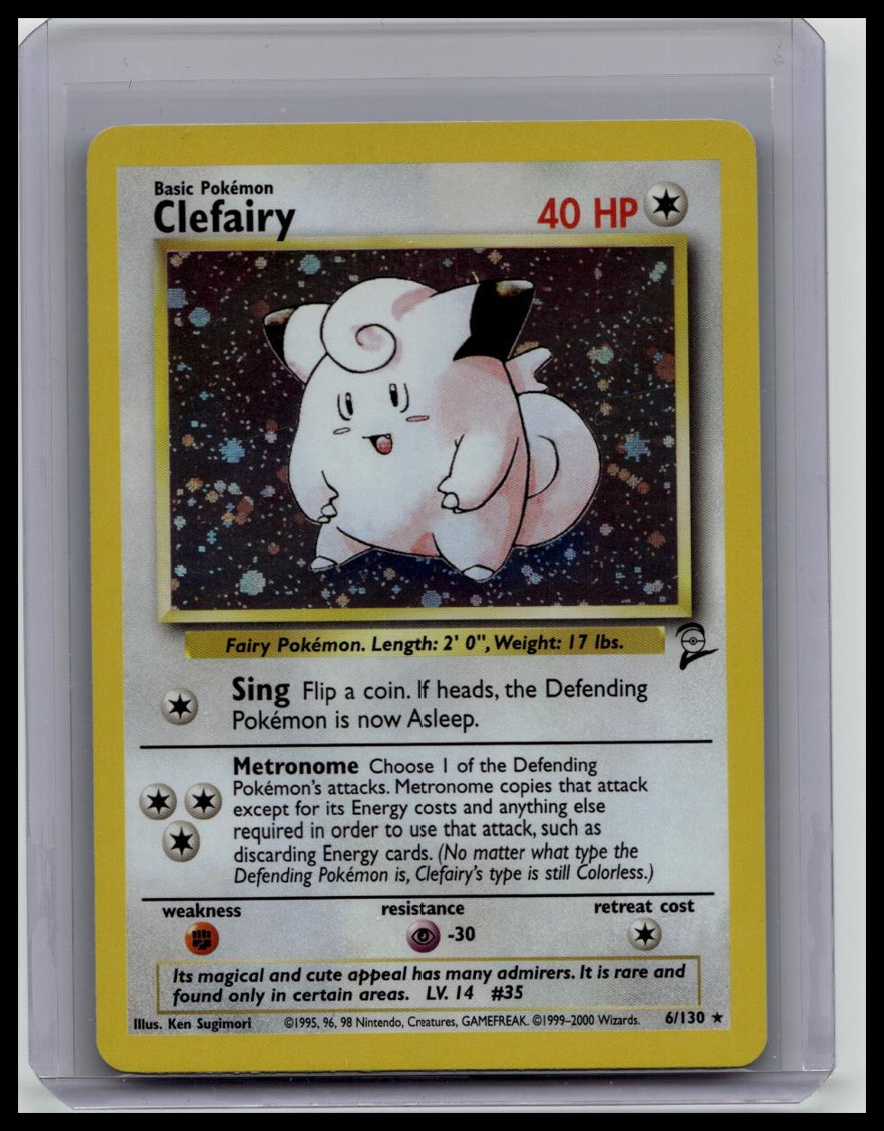 1999 Pokémon Game Clefairy 6/130 Holo Base Set 2 WOTC Wizards Rare Vintage