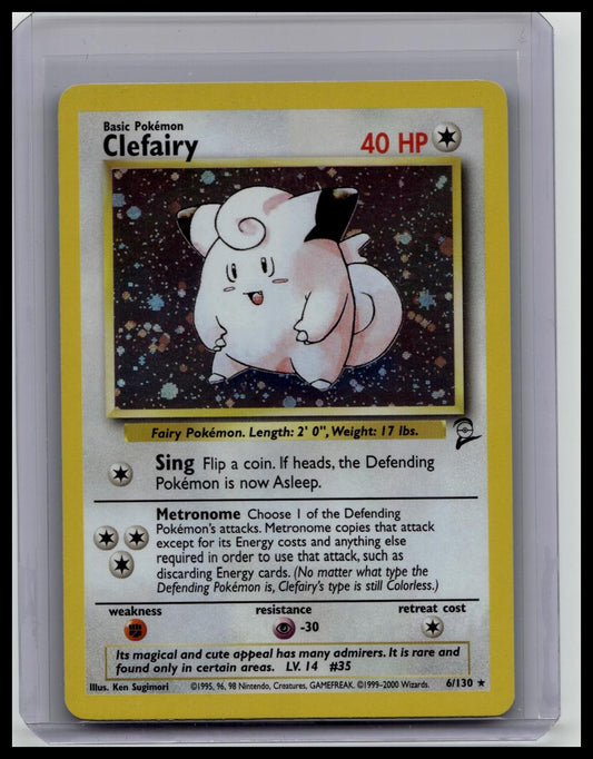 1999 Pokémon Game Clefairy 6/130 Holo Base Set 2 WOTC Wizards Rare Vintage