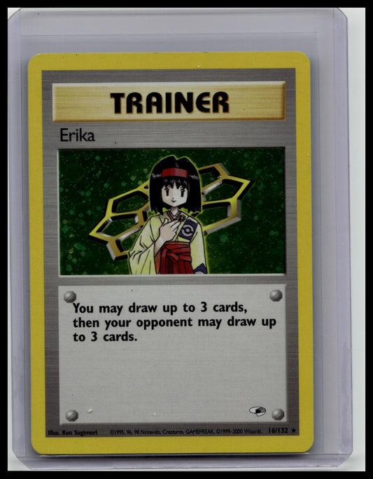 Pokémon TCG Gym Heroes Erika 16/132 Trainer Unlimited Rare English 2000 WotC