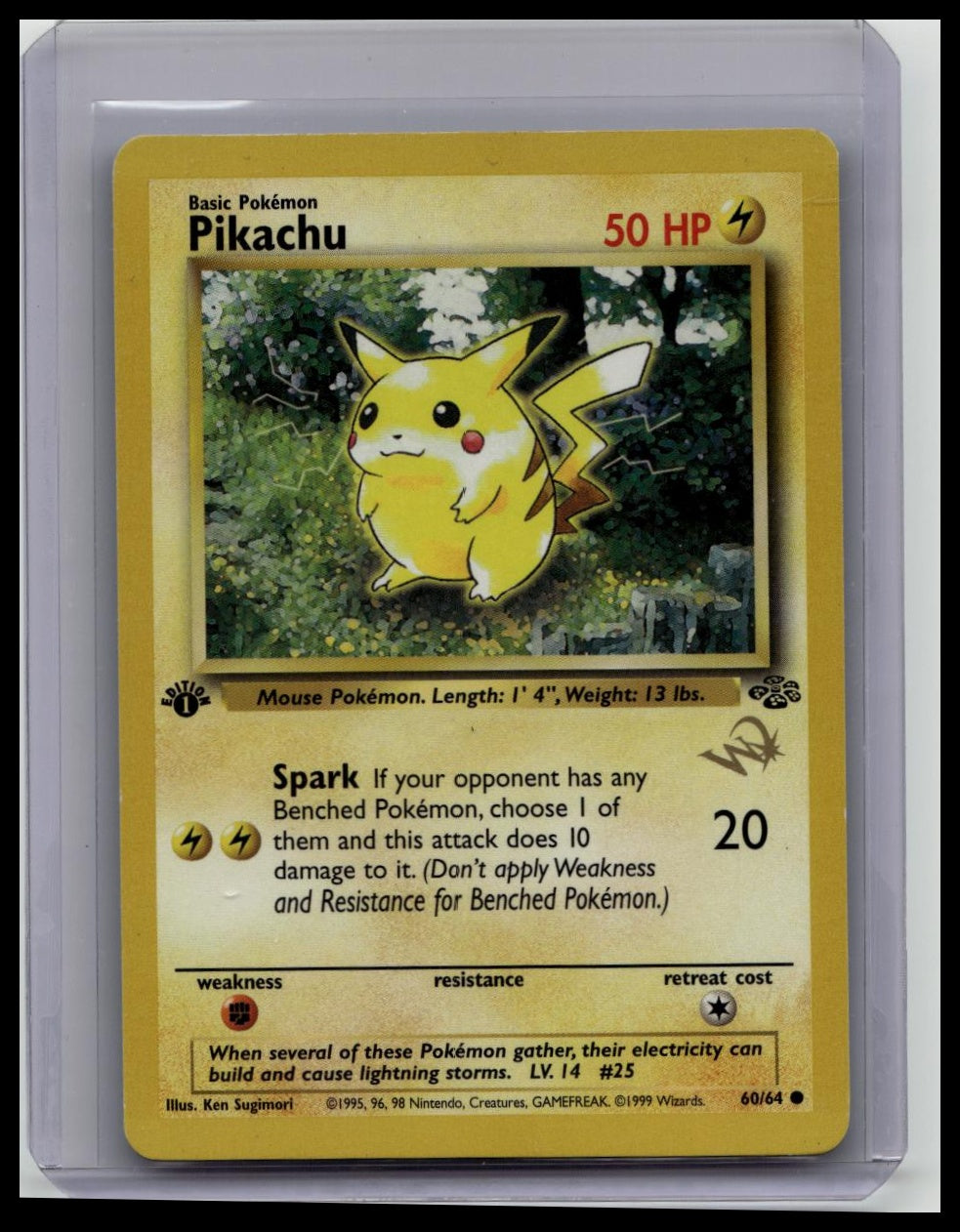 Pikachu 60/64 Jungle 1st Edition W Gold Stamp Pokémon WOTC