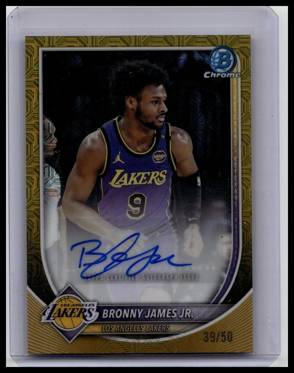 2025-26 Bowman Chrome Gold Mojo Auto Bronny James Jr. /50 No.BCA-BR