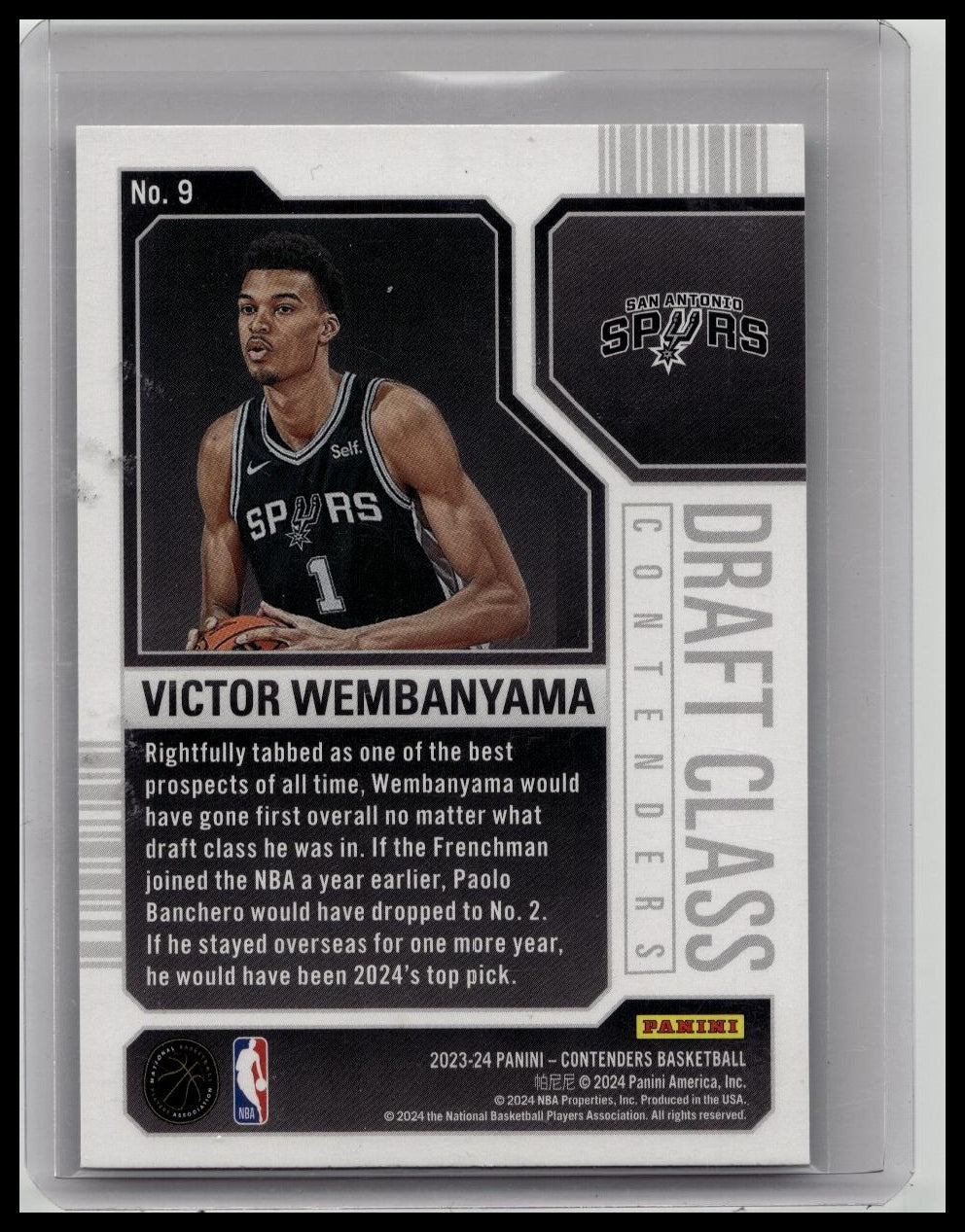 Victor Wembanyama Rookie 2023 Panini Contenders #9 San Antonio Spurs