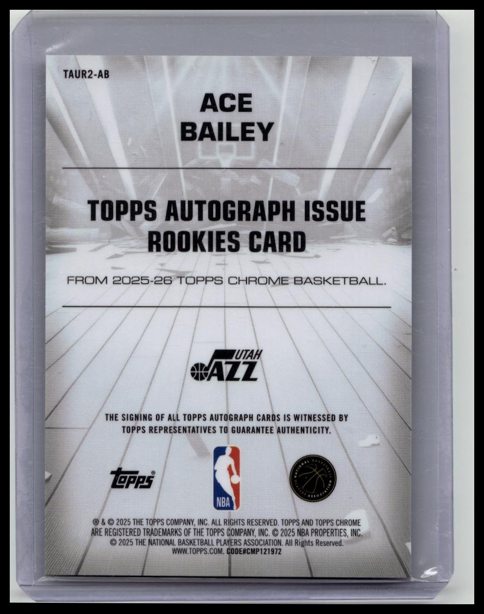 2025-26 Topps Chrome Basketball Ace Bailey Rookie Auto #TAUR2-AB RC