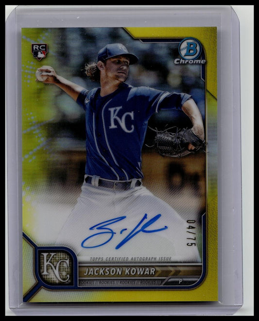 2022 Bowman Chrome Yellow Refractor Jackson Kowar ROOKIE AUTO /75