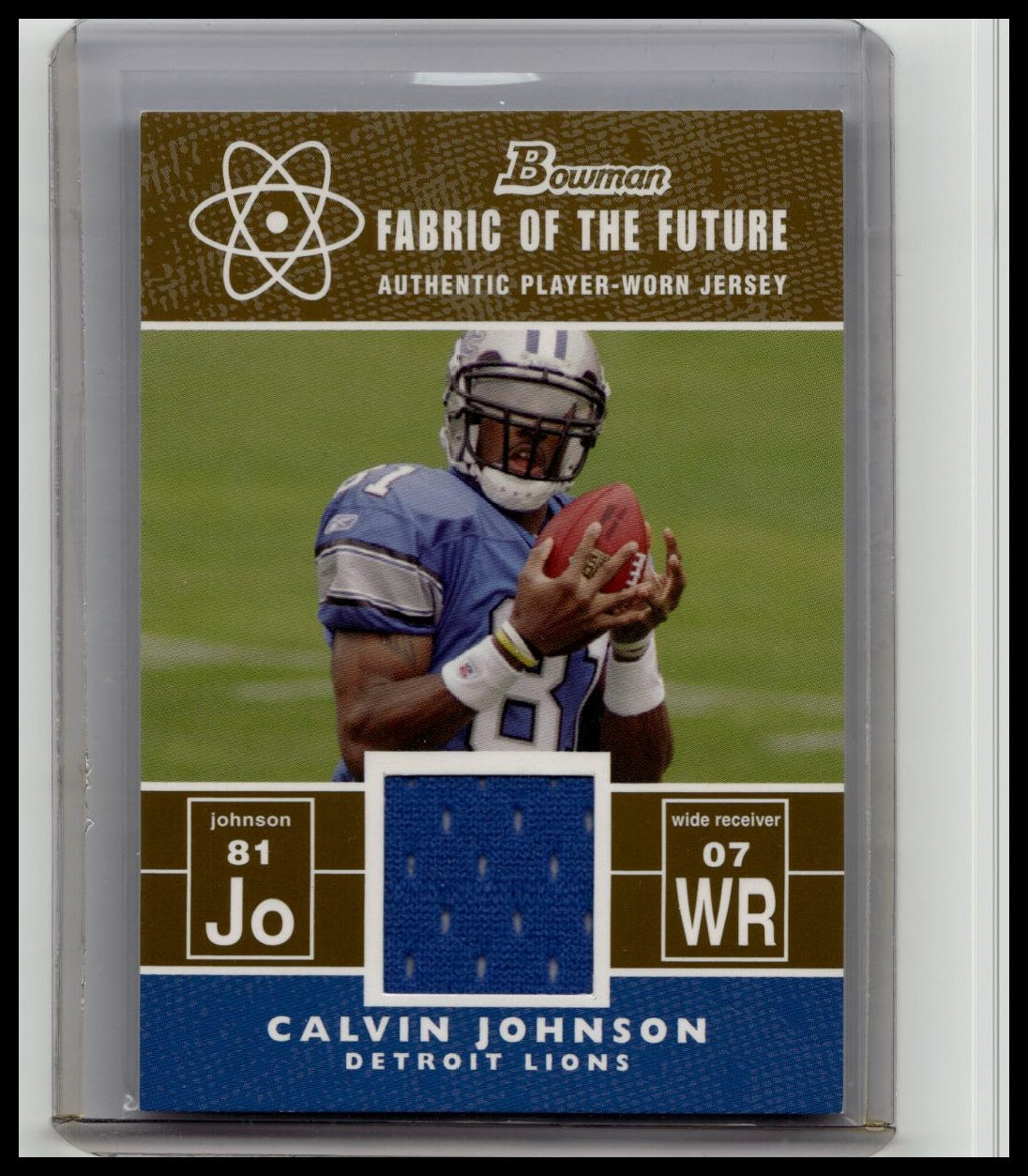 2007 Bowman Fabric of the Future Gold #'d /100 Calvin Johnson #FF-CJ Rookie RC