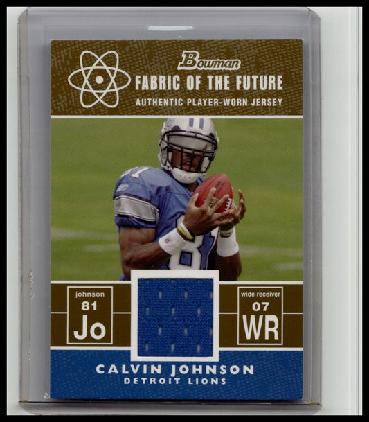 2007 Bowman Fabric of the Future Gold #'d /100 Calvin Johnson #FF-CJ Rookie RC