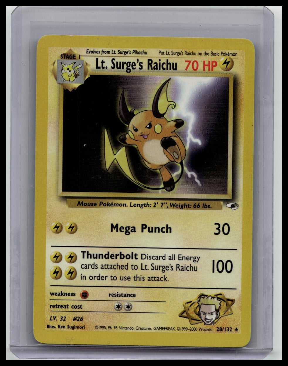 Pokémon TCG Lt. Surge's Raichu 28/132 Gym Heros Set Non-Holo Rare Unlimited EX