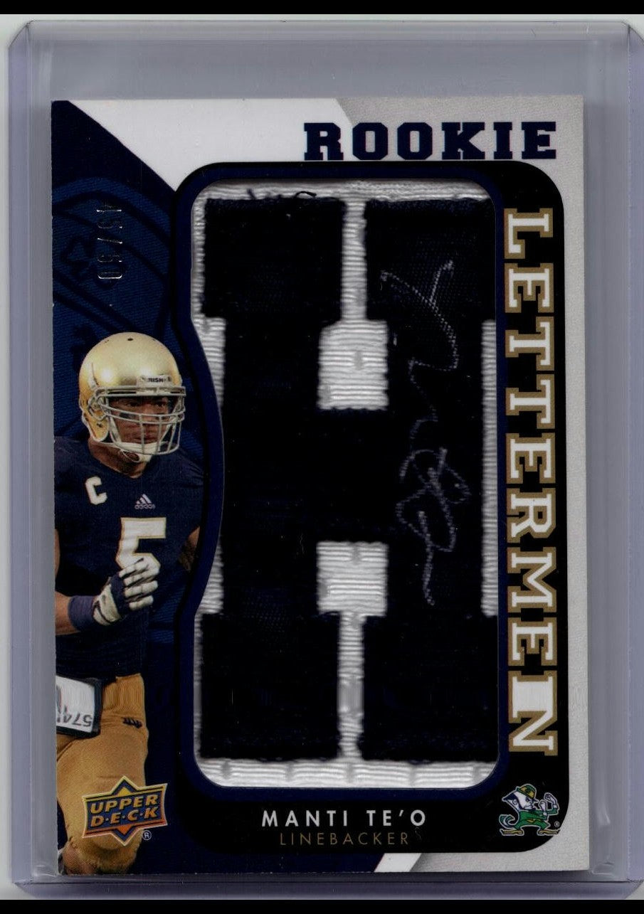 2013 Upper Deck Rookie Lettermen Manti Te'o RC /50 Auto! Notre Dame Irish!☘️