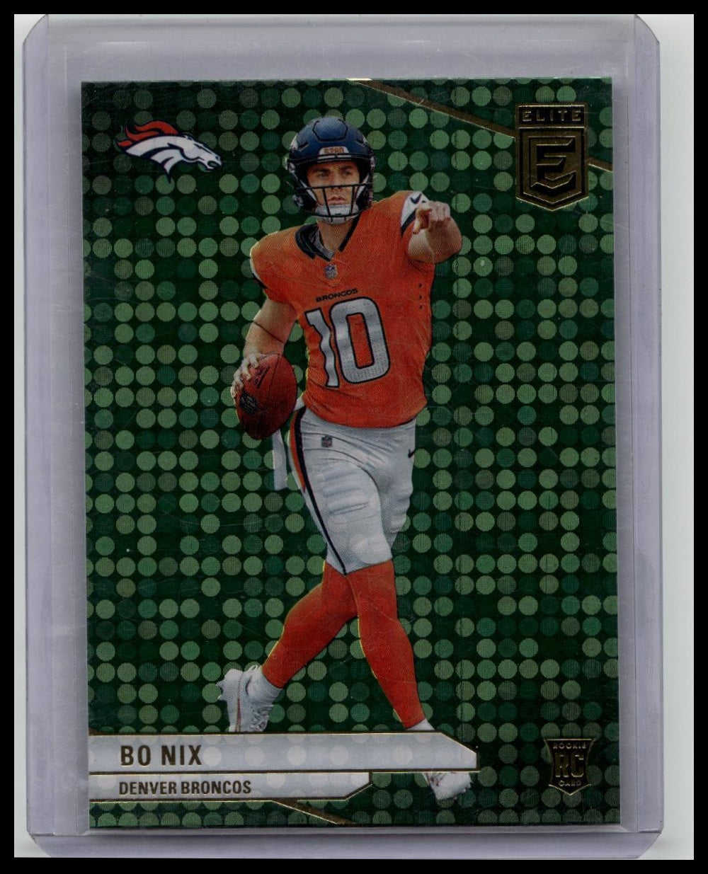 2024 Panini Elite Football Bo Nix Rookie Green Disco Donruss RC Broncos 175